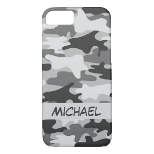 Gray Silver Camo Camouflage Persoonlijke naam iPhone 8/7 Hoesje