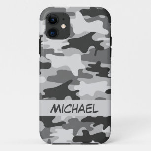 Gray Silver Camo Camouflage Persoonlijke naam Case-Mate iPhone Case