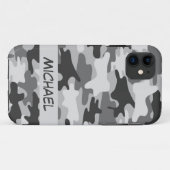 Gray Silver Camo Camouflage Persoonlijke naam Case-Mate iPhone Case (Achterkant (horizontaal))