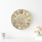 Gray Silver Champaigne Gold Metallic Roman Numbers Grote Klok (Huis)