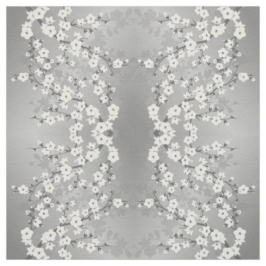 Gray Silver Cherry Blossom Floral Pattern Stof (Swatch)