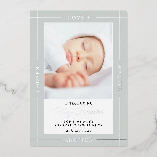 Gray Silver Chosen Loved Introduction Folie Uitnodiging (Voorkant)