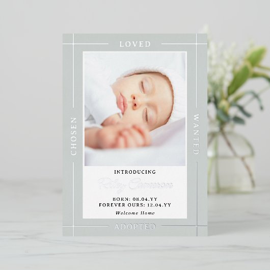 Gray Silver Chosen Loved Introduction Folie Uitnodiging (Staand Voorkant)
