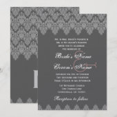 Gray Silver Damask Wedding Premium Metallic Kaart (Voorkant / Achterkant)