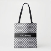 Gray & Silver Diamond Patroon met zwarte gordel Tote Bag (Voorkant)