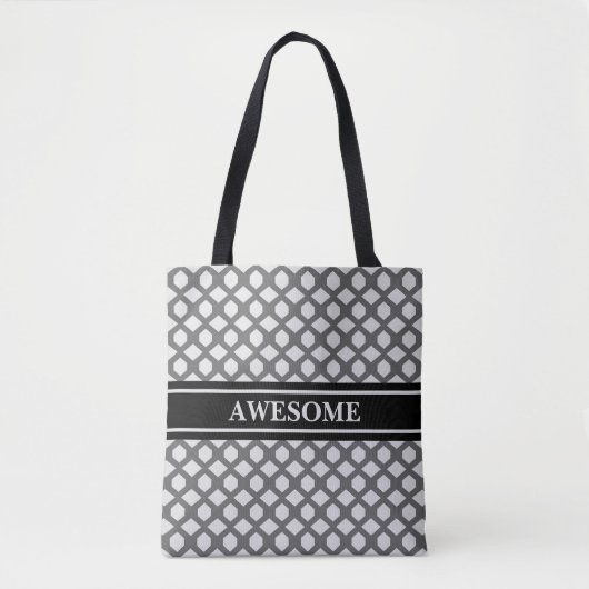 Gray & Silver Diamond Patroon met zwarte gordel Tote Bag (Voorkant)