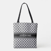 Gray & Silver Diamond Patroon met zwarte gordel Tote Bag (Achterkant)