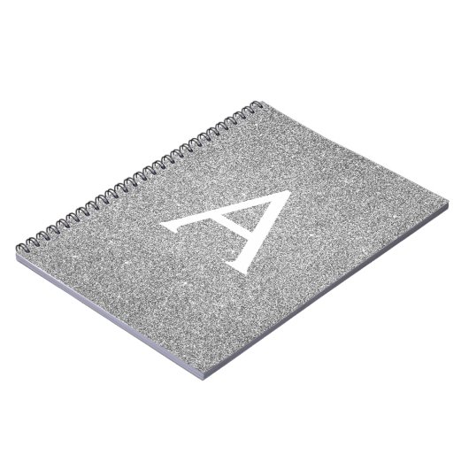 Gray Silver Foil Glitter Sparkle Monogram Notitieb Notitieboek (Linkerzijde)