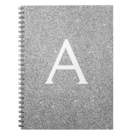 Gray Silver Foil Glitter Sparkle Monogram Notitieb Notitieboek