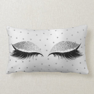 Gray Silver Glitter Eyes Makeup Lashes Swarovski Kussen