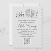 Gray Silver Glitter Feet Baby Girl Boy QR CODE Kaart (Voorkant)