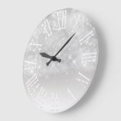 Gray Silver Glitter Ombre White Spark Princess Grote Klok (Hoek)