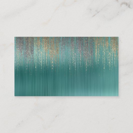 Gray Silver Gold Metallic Matrix Cyber Rain Visitekaartje (Achterkant)