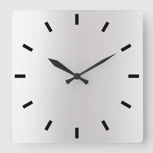 Gray Silver Grahite Ombre Minimal Black Vierkante Klok (Voorkant)