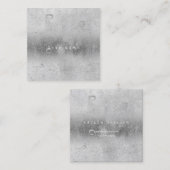 Gray Silver Grey Abstract Water Linen Balls Vierkante Visitekaartje (Voorkant / Achterkant)