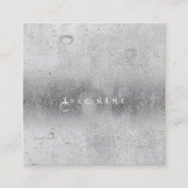 Gray Silver Grey Abstract Water Linen Balls Vierkante Visitekaartje