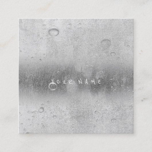 Gray Silver Grey Abstract Water Linen Balls Vierkante Visitekaartje (Voorkant)