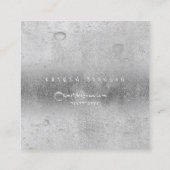 Gray Silver Grey Abstract Water Linen Balls Vierkante Visitekaartje (Achterkant)