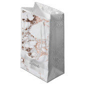Gray Silver Grey Marble Art Deco Roos Copper Lux Klein Cadeauzakje (Voorkant Gekanteld)