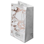 Gray Silver Grey Marble Art Deco Roos Copper Lux Klein Cadeauzakje (Achterkant Gekanteld)