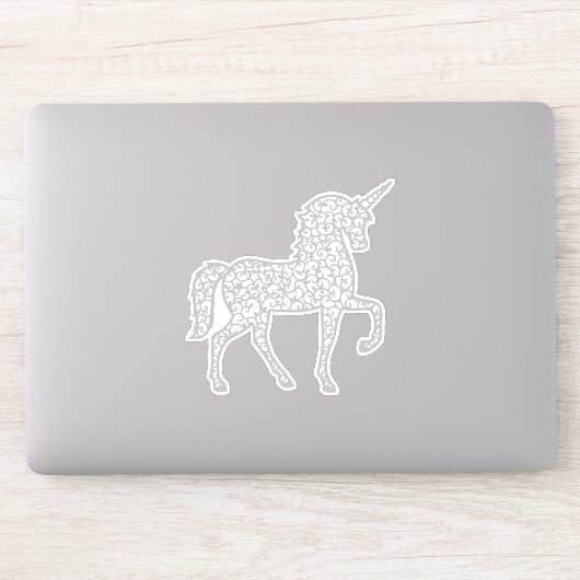 Gray Silver Lace unicorn Sticker (Computer)