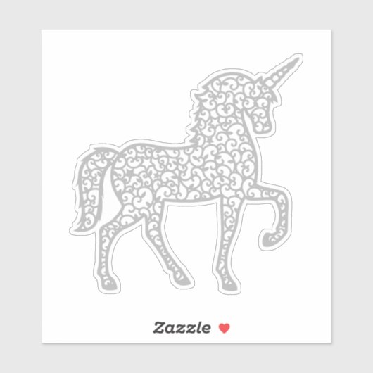 Gray Silver Lace unicorn Sticker (Vel)