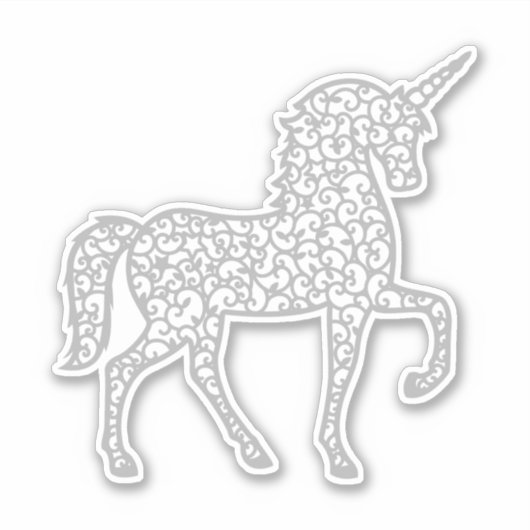 Gray Silver Lace unicorn Sticker (Voorkant)