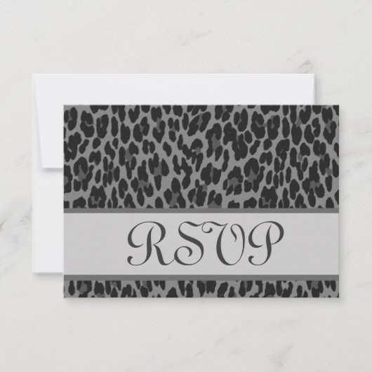 Gray Silver Leopard Print RSVP Weduwantwoord (Voorkant)