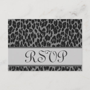 Gray Silver Leopard Print RSVP Weduwantwoord Kaartje
