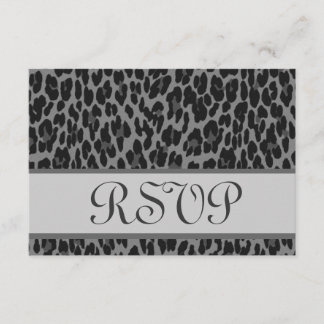 Gray Silver Leopard Print RSVP Weduwantwoord Kaartje