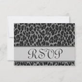 Gray Silver Leopard Print RSVP Weduwantwoord Kaartje (Voorkant)