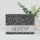 Gray Silver Leopard Print RSVP Weduwantwoord Kaartje (Staand voorkant)