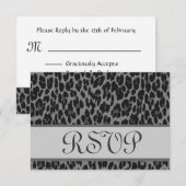 Gray Silver Leopard Print RSVP Weduwantwoord Kaartje (Voorkant / Achterkant)