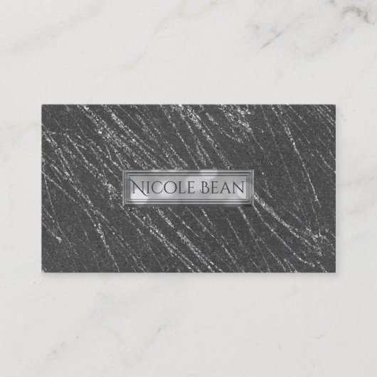 Gray & Silver Modern Glam Marble Stripe Designer Visitekaartje (Voorkant)