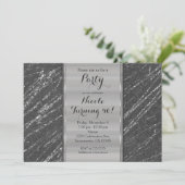 Gray & Silver Modern Glam Marble Stripe Invitation Kaart (Staand voorkant)