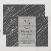 Gray & Silver Modern Glam Marble Stripe Invitation Kaart (Voorkant / Achterkant)