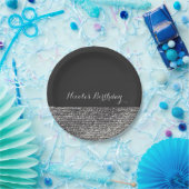 Gray & Silver Modern Glam Sequins Chic Elegant Papieren Bordje (Feest)