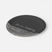 Gray & Silver Modern Glam Sequins Chic Elegant Papieren Bordje (Gekanteld)