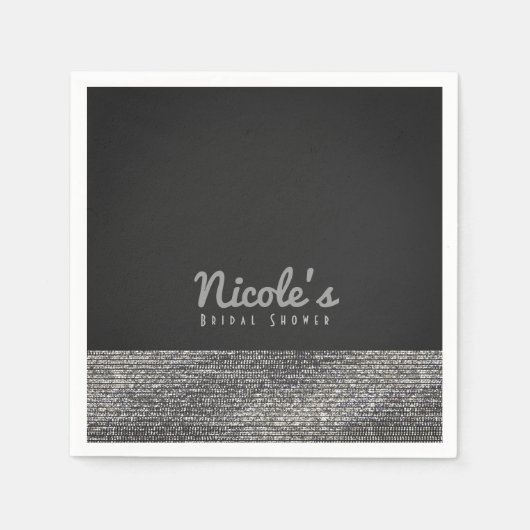 Gray & Silver Modern Glam Sequins Chic Elegant Servetten (Voorkant)