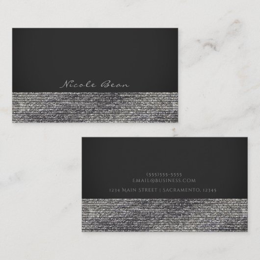 Gray & Silver Modern Glam Sequins Chic Elegant Visitekaartje (Voorkant / Achterkant)