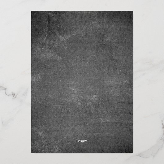 Gray silver modern monogram rustic wedding folie uitnodiging (Achterkant)