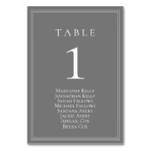 Gray Silver Modern Table Number met Zitdiagram Kaart (Voorkant)