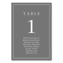 Gray Silver Modern Table Number met Zitdiagram Kaart