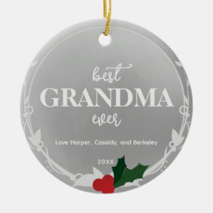 Gray Silver Photo Best Ever Grandma Keramisch Ornament