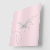 Gray Silver Pink Pastel Crystals Infinity Diamonds Vierkante Klok (Hoek)