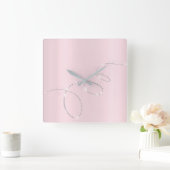 Gray Silver Pink Pastel Crystals Infinity Diamonds Vierkante Klok (Huis)