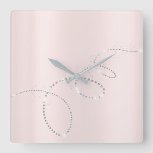 Gray Silver Pink Powder Crystals Infinity Diamonds Vierkante Klok (Voorkant)