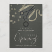 GRAY SILVER RIBBON CUTTING GRAND OPENEN INVITE BRIEFKAART (Voorkant)