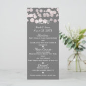 Gray Silver Stippen Elegant Glam Weddenemkaart Menu (Staand voorkant)