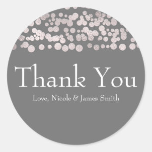 Gray Silver Stippen Elegant Glam Wedding Favor Ronde Sticker